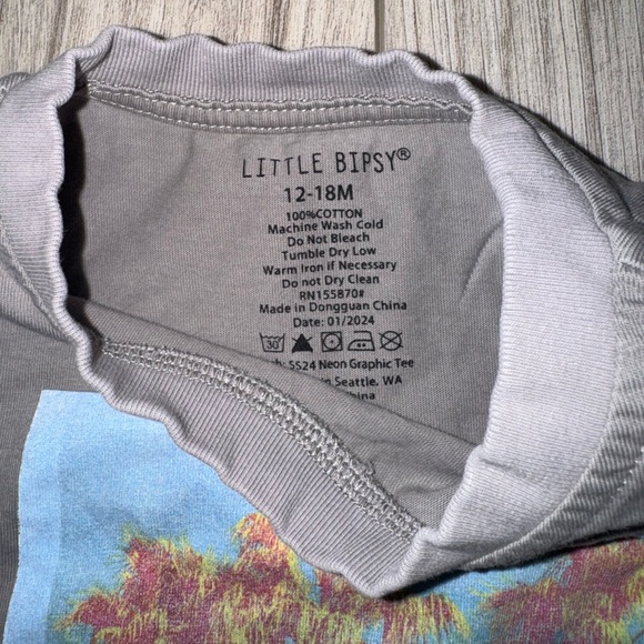 Little Bipsy Gray Tee with Colorful Palm Print - Picture 2 of 3